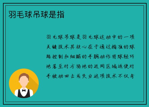 羽毛球吊球是指