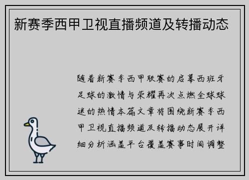 新赛季西甲卫视直播频道及转播动态