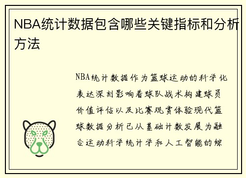 NBA统计数据包含哪些关键指标和分析方法
